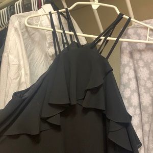 Black loose fitting tank top dress, size S